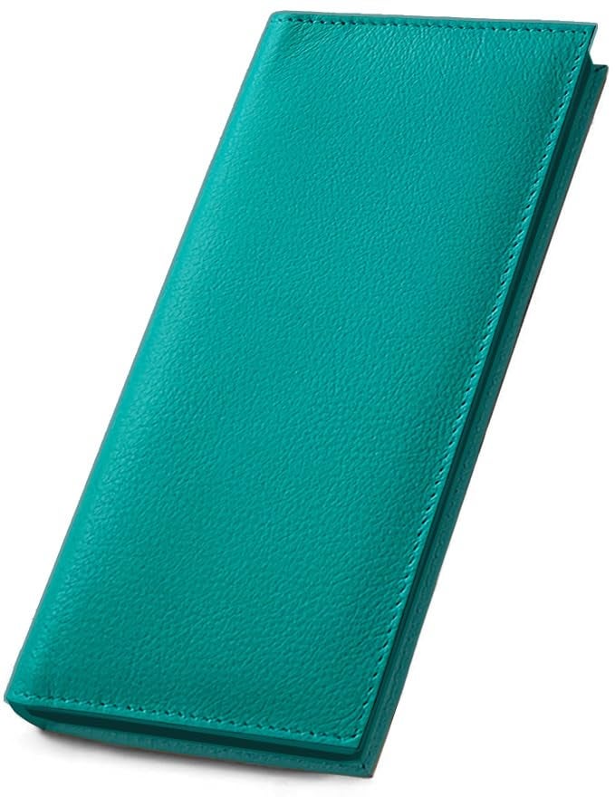 123 Cheap Checks Turquoise Basic Genuine Leather Checkbook Cover For Men & Women - Image 1